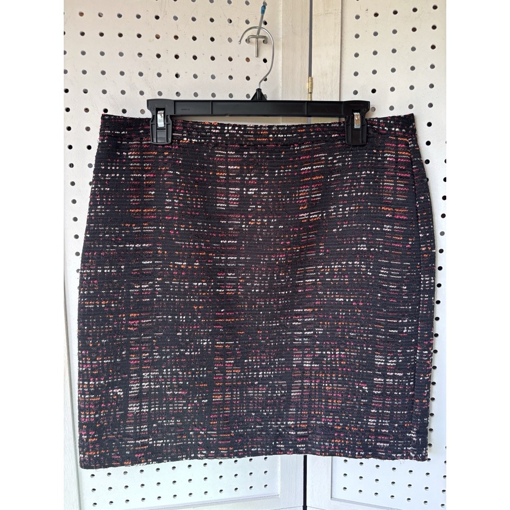 LOFT Women's 12P Tweed Black Pink Orange Lined Mini‎ Pencil Skirt